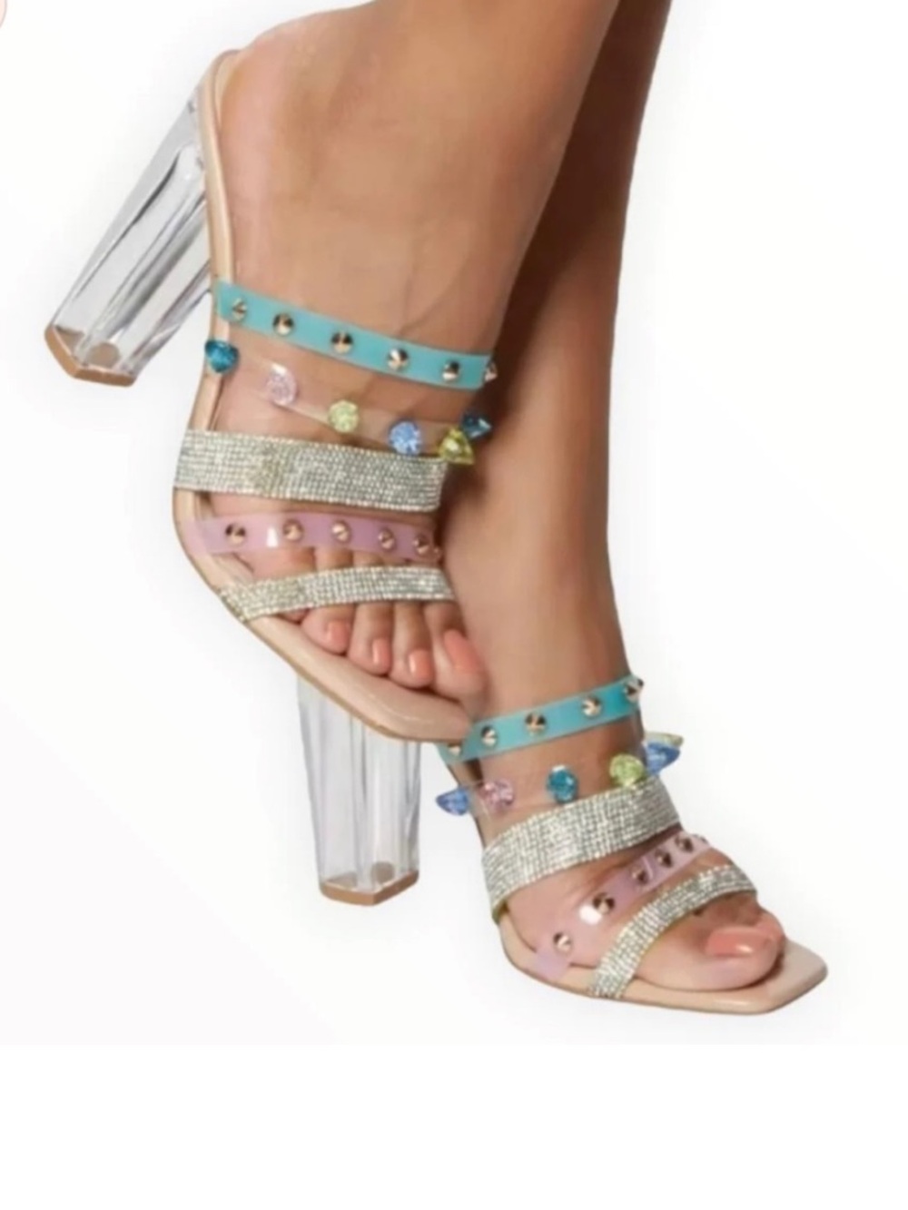 Rouge Helium Jeweled Sandals High Heels Size 7.5 - Picture 2 of 9